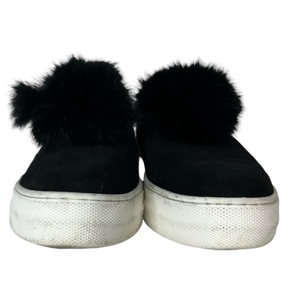 SESTO MEUCCI Womens Size 40 Black Suede‎ Fur Pompom Slip On Sneaker Loafer Shoes - Picture 3 of 11